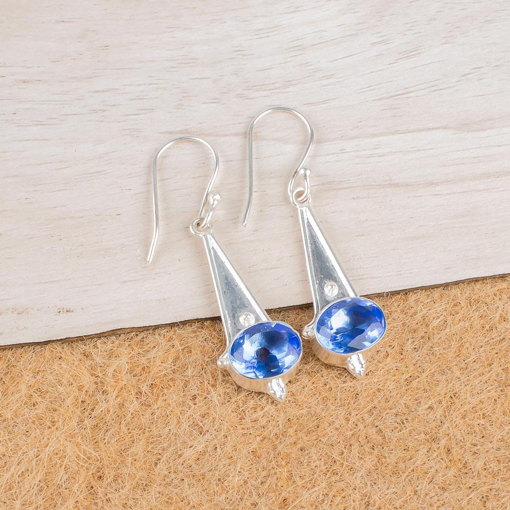 Rare Tanzanite Gemstone 925 Sterling Silver Handmade Drop/Dangle Earrings 1.80" EE-50-8