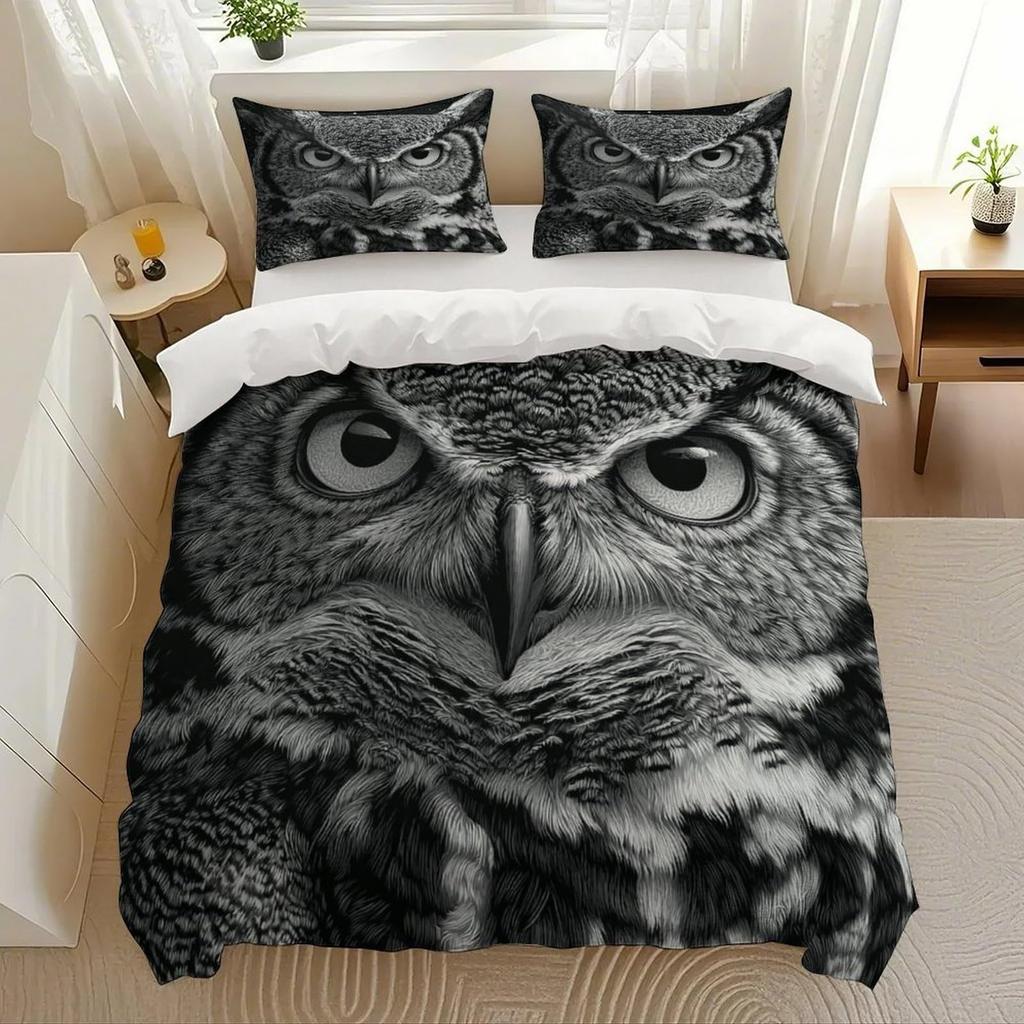 Moon Owl Duvet Cover Set Moon Owl Bedding Set Adult Boy Girl Bedroom Decoration Single Double Large Size Gift