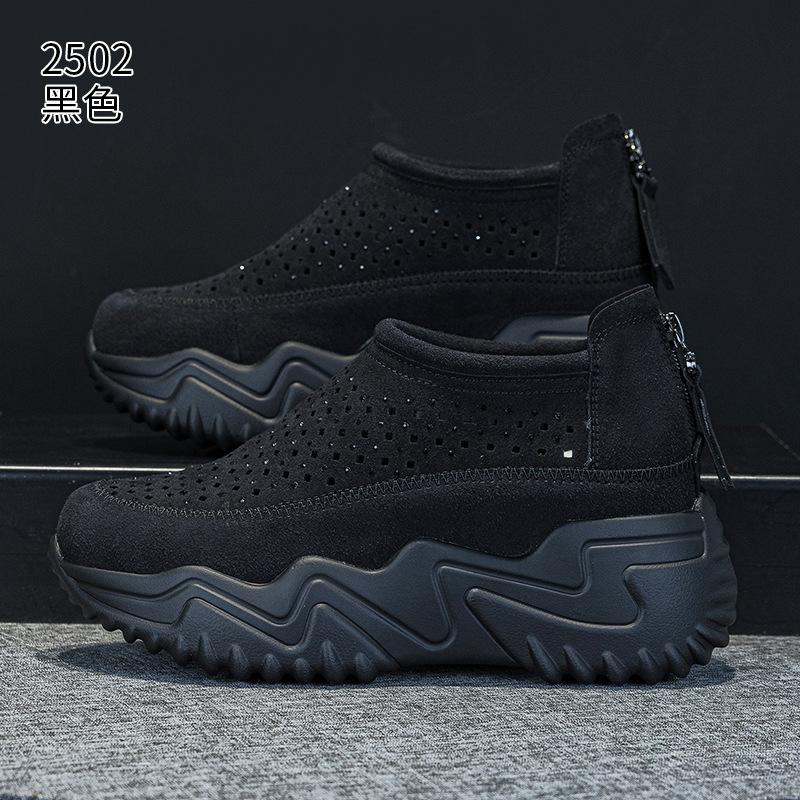 Muffin Shoes Summer New Thick-soled Heightening Lazy Shoes Hollow Casual Breathable Comfortable Lightweight Dad Shoes