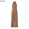 ZANZEA Tute lunghe da donna eleganti senza maniche con spalle scoperte e stampa pois