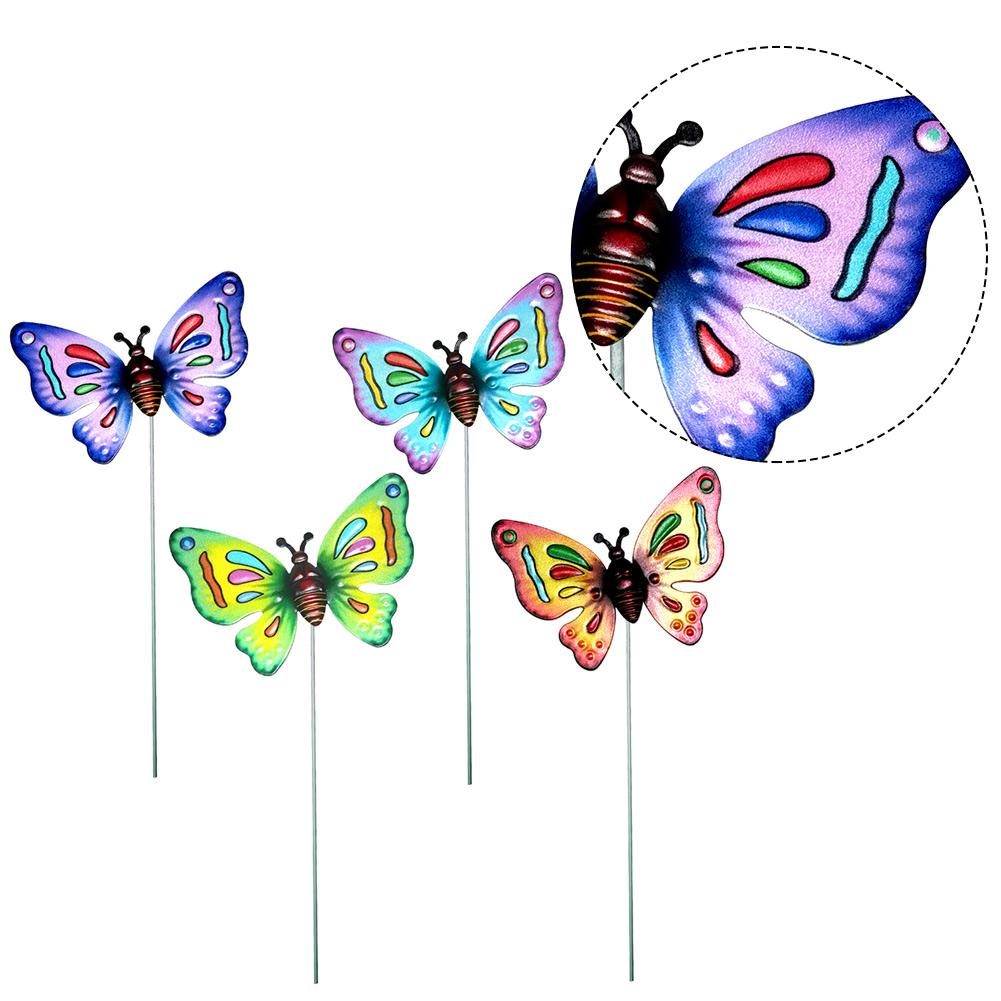 Brand New 4PCS Yard Garden Indoor And Outdoor Butterflies Stakes Butterflies Stakes Handicraft Hangings Home Décor