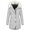 Women's Hooded Slim Fit Cotton Coat - European & American Style, Mid-Length, Solid Color, Warm Outerwear for Autumn & Winter