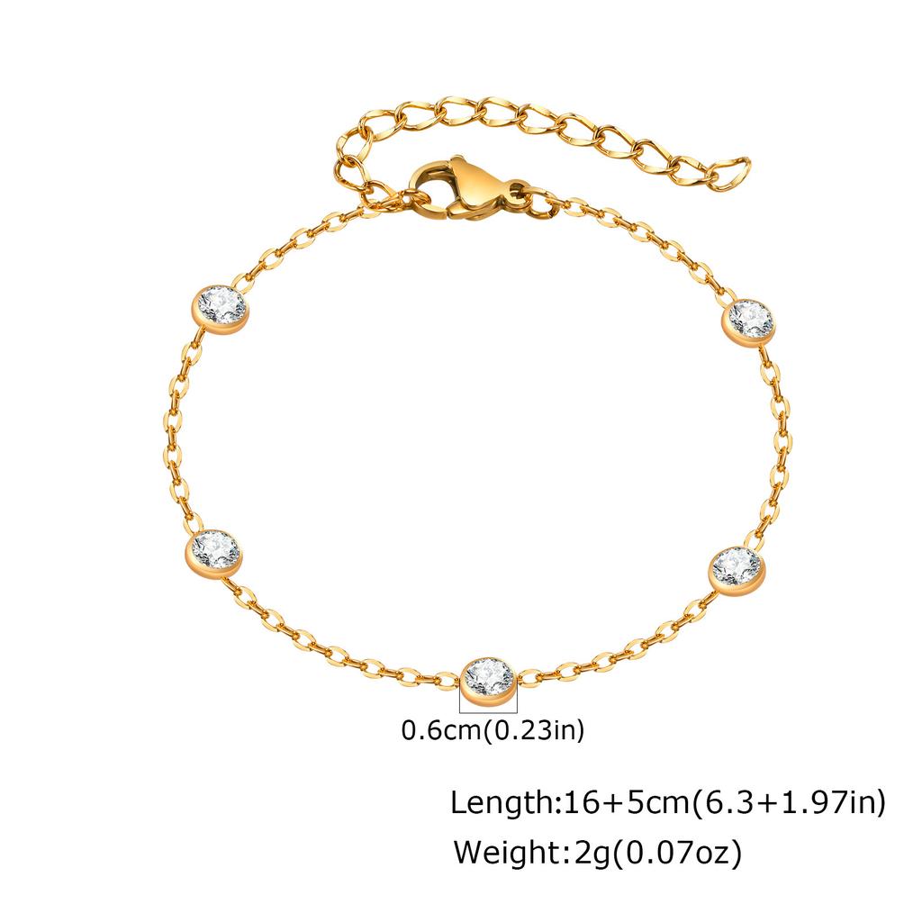 Fashion Elegant Zircon Charm Bracelet for Women Minimalist Heart Gold Color Thin Link Chain Bracelet Stainless Steel Jewelry Set