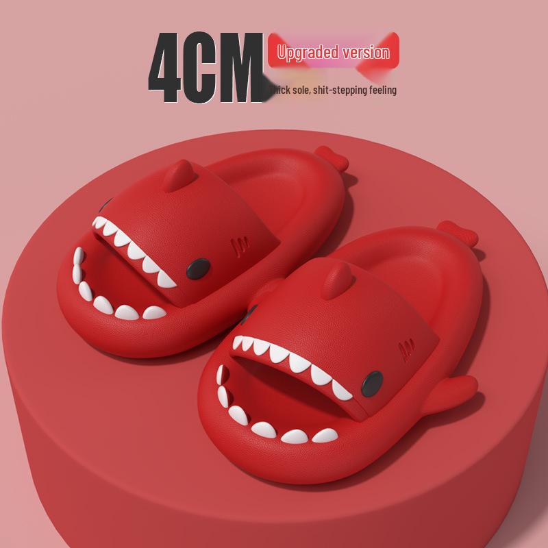 4cm Thick Sole Shark Slippers: Fun Cartoon EVA Slippers for Women, Men & Kids - Unique Stepping Sensation
