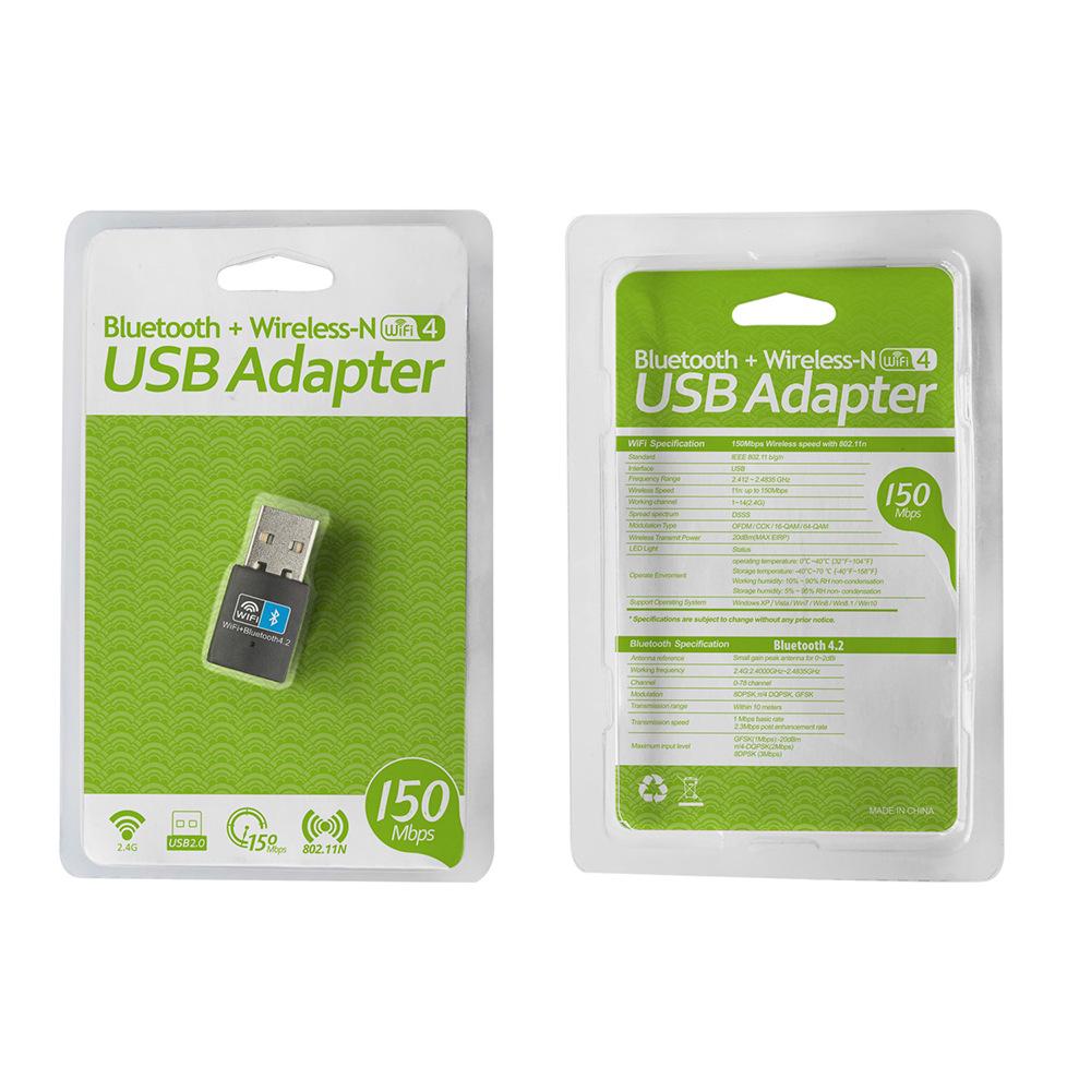 

Bluetooth 4.2 Two-in-One Mini USB Wireless Network Card and WiFi Receiver 150M