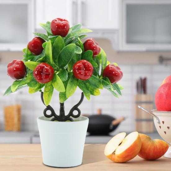 Artificial Plant Bonsai Nice-looking Exquisite Vivid Artificial Plant Orange Lemon Peach Fruit