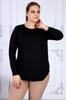 Women's Big Size Blouse Black Plain Long Sleeve Blouse G053W1
