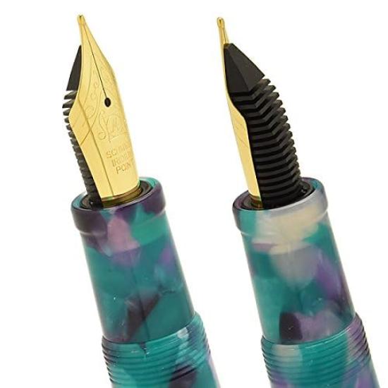 Pent Symphony Adagio Fountain Rest on a Clear F Pen House Original Pen, Blue-Green Day, (Fine Nib),