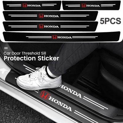 5Pcs Carbon Fiber Car Door Sill Sticker Auto Threshold For Civci FIT CRV Accord Jazz HRV Dio Stepwgn Prelude Insight