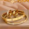 Stainless Steel Diamond Embedded Bracelet Ring Set for Women 4 Pieces High-End Feelings Jewelry Vintage Style
