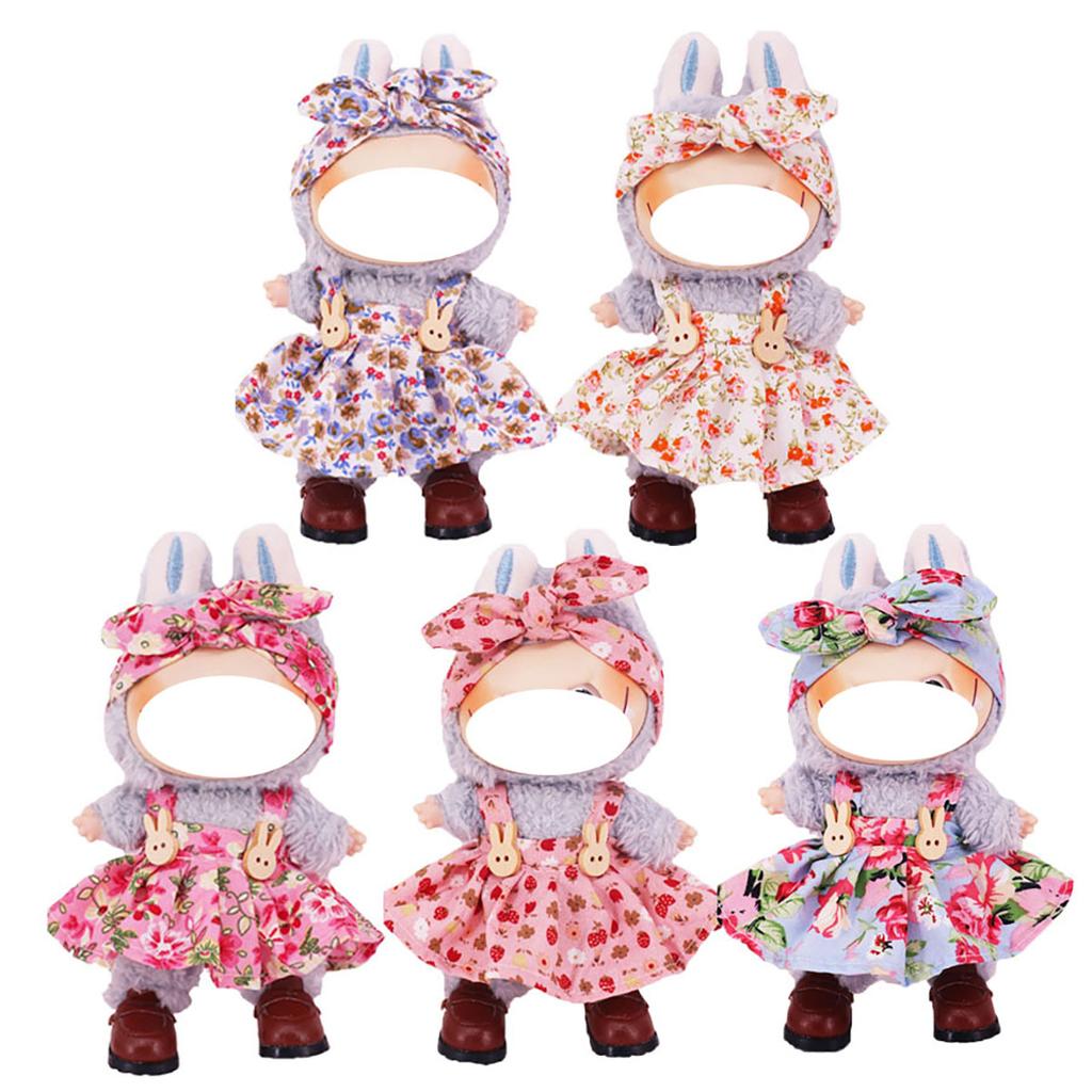 15-17cm Clothes ForAccessories Sweet Floral Dress With Headband Plush Dolls Change Clothing Gifts Pretend Play Toys No dolls