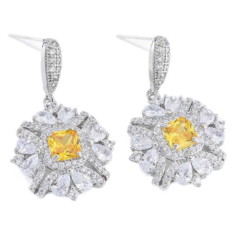Fashion Banquet Square Luxury Zircon Earrings Square Geometric Earrings