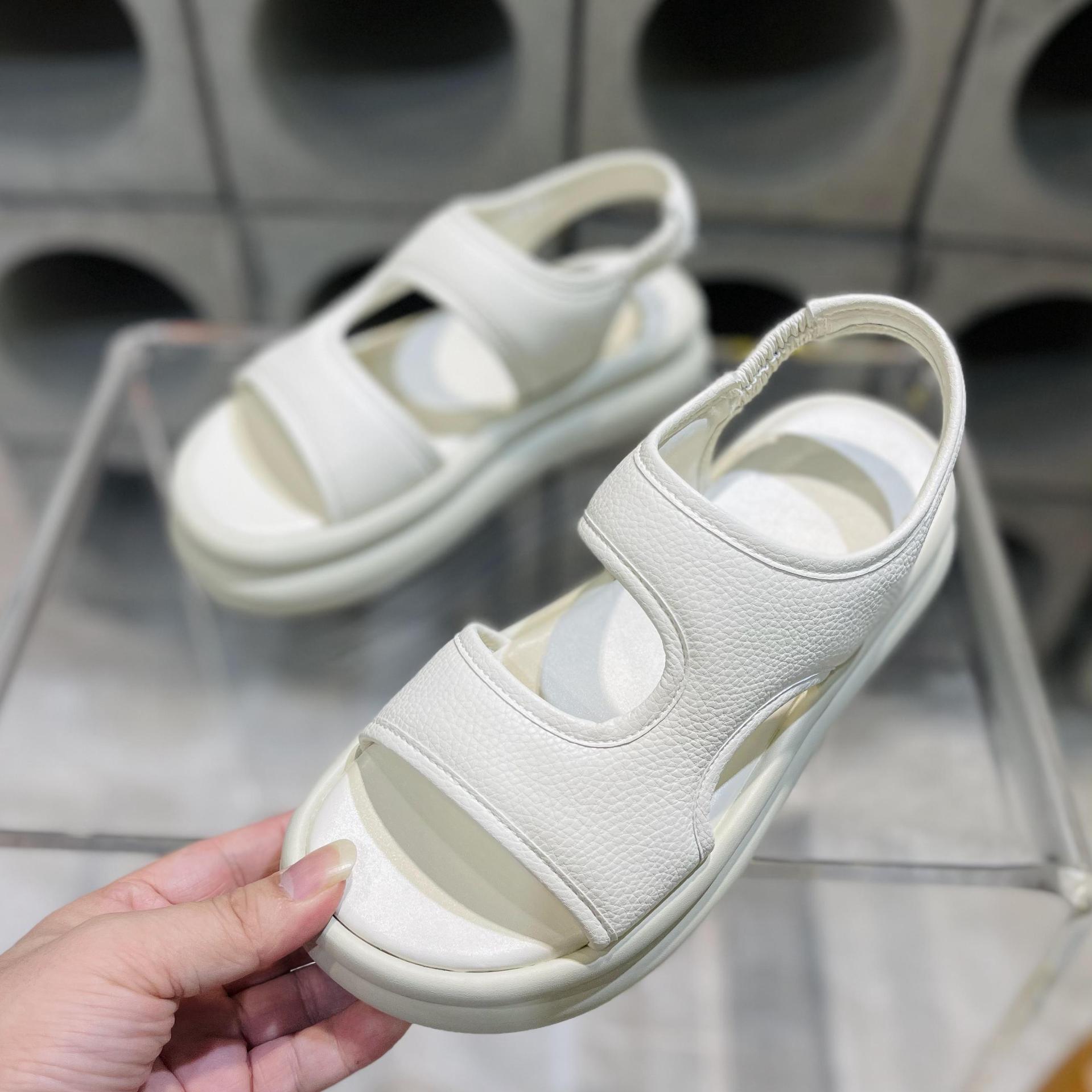 

Повседневные босоножки на платформе для женщин, летние трендовые туфли-лодочки, элегантные туфли на среднем каблуке для женщин, туфли на плоской подошве, дизайнерские пляжные сандалии для девочек 39 белый