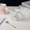 Kreatives taschenförmiges Keramik-Kaffeebecher-Tassenset Handtaschen-Stil Tasse mit Löffelablage Milchteetassen Heim-Büro-Tasse