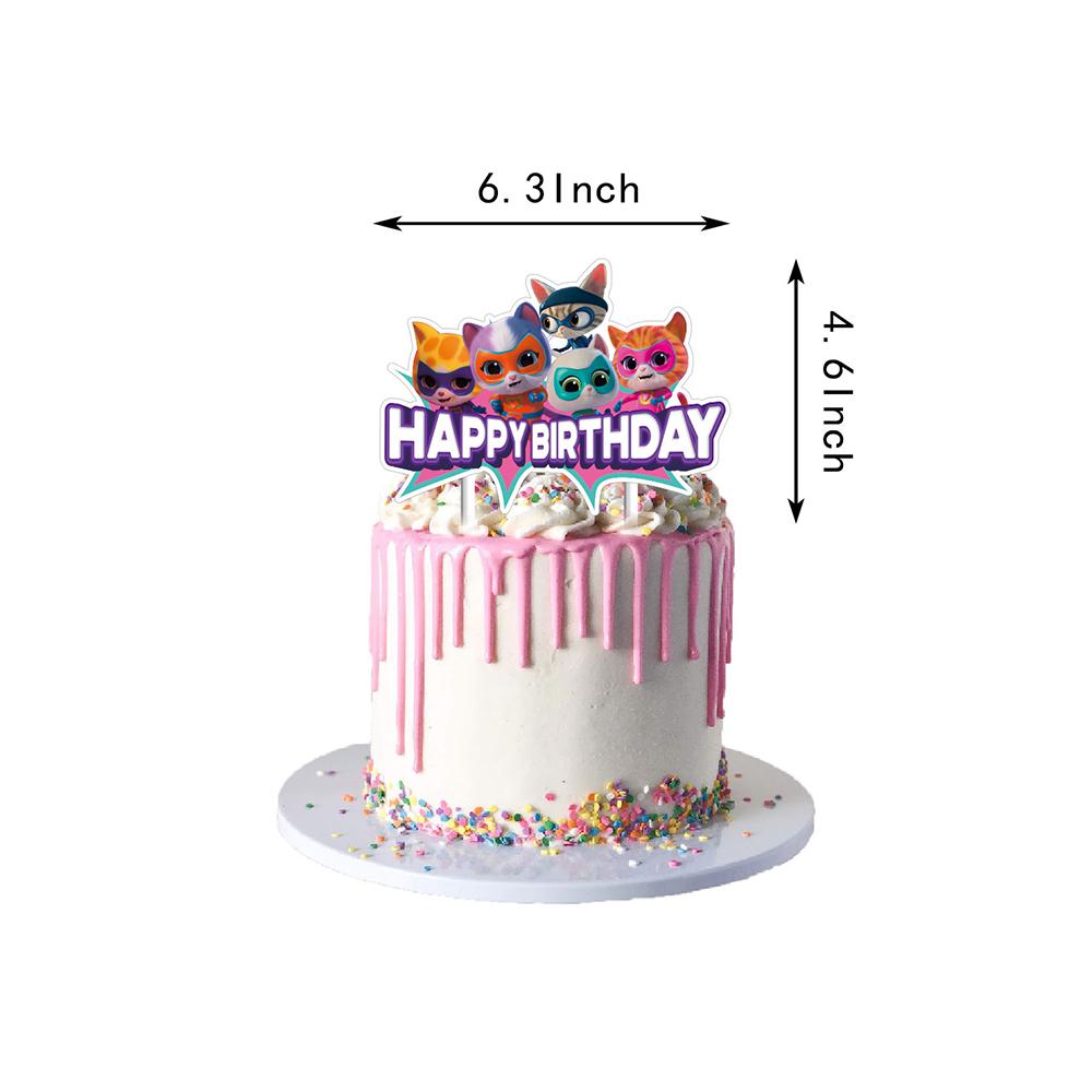 32 ks Super Kitties Party Supplies Včetně Topperů na Cupcaky, Banneru, Balónků