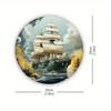 Vintage Round Tin Sign Stormy Seas Nautical Decor 8x8 Inch Rustic Metal Ship Wall Art For Home Retro Sailboat