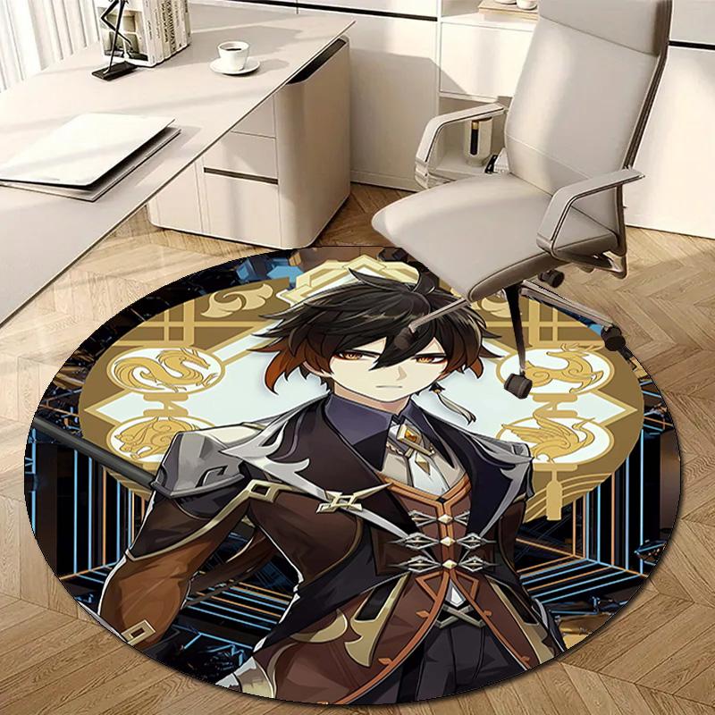 1pc Genshin Impact2 Design Printed Area Round Carpet for Bedroom Living Room Home Decor Rugs Mat Non Slip Mat Rug for Bedside