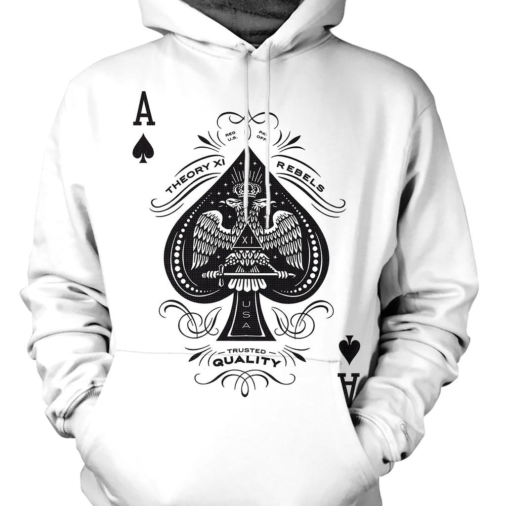 3D Pokerová grafická mikina s kapucí - Stylová a prodyšná mikina s dlouhým rukávem pro muže - Perfektní sportovní oblečení pro venkovní sporty, podzim a jaro