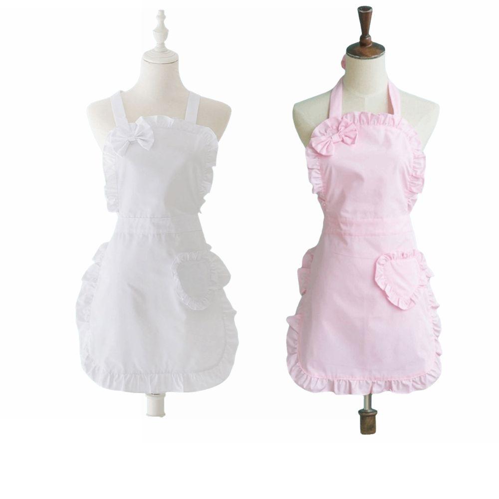 Oil-Proof Ruffle Apron Waterproof Nail Salon Apron Waitress Cosplay Sweet Heart Apron Cooking
