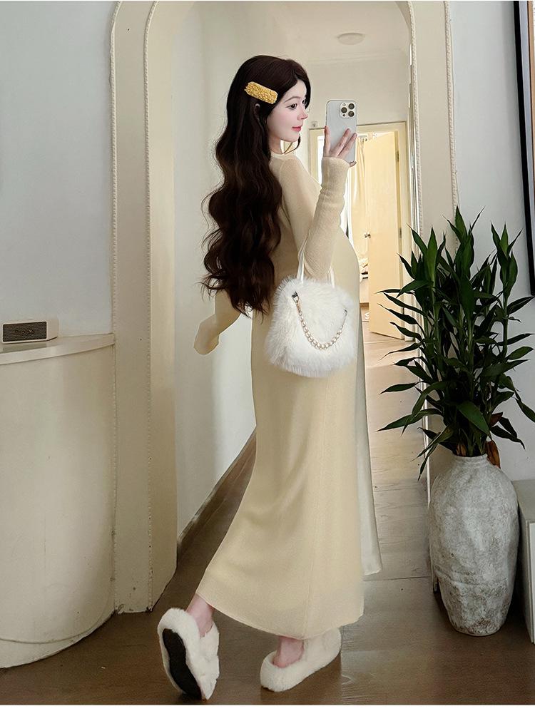 Spring 2026 Elegant Maternity Sling Dress & Cardigan Set