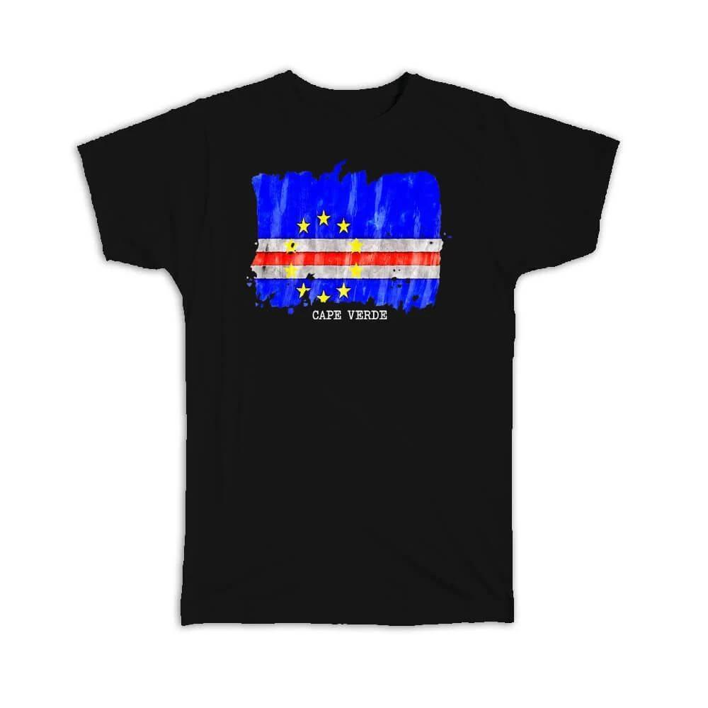 

Gift T-Shirt : Cape Verde Flag Africa Travel Expat Country Watercolor S