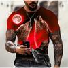 Summer Round Neck 3D Wolf Print Top Fashionable Casual Short Sleeved Men's T-shirts