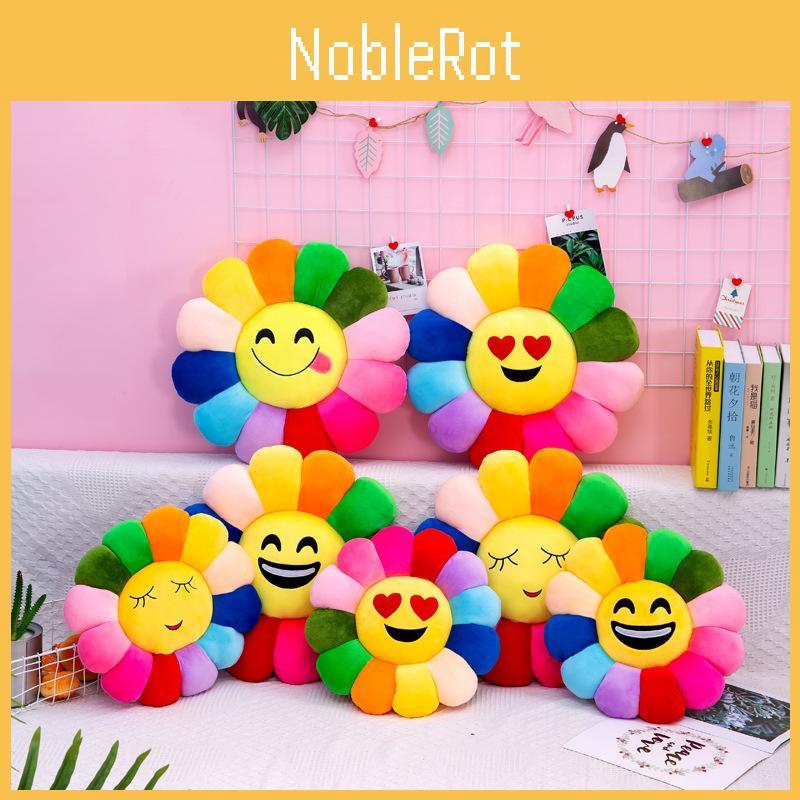 Colorful Sunflower Plush Cushion Smiley Face Pillow Ultra-soft Short Plush Pp Cotton