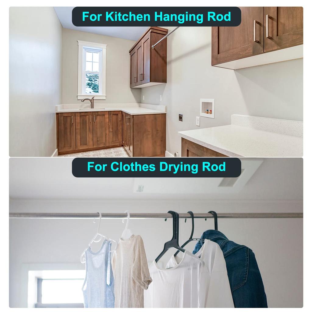 Uxcell Stainless Steel Rod Flange Rod Bracket End 28mm with for Bathroom Closet Set of 4 Sockets, Holders, Supports, Diameter, Screws, Curtains,