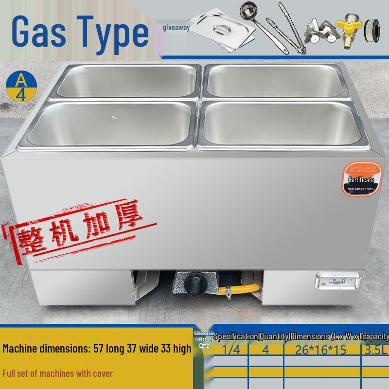 Commercial Gas-Powered Countertop Warming Table with Soup Pot for Fast Food Stalls