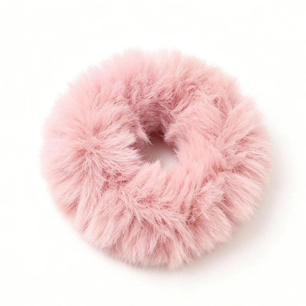 Korean Style Faux Mink Fur Elastic Hair Tie - No Damage, Candy Color Hair Band for Autumn/Winter