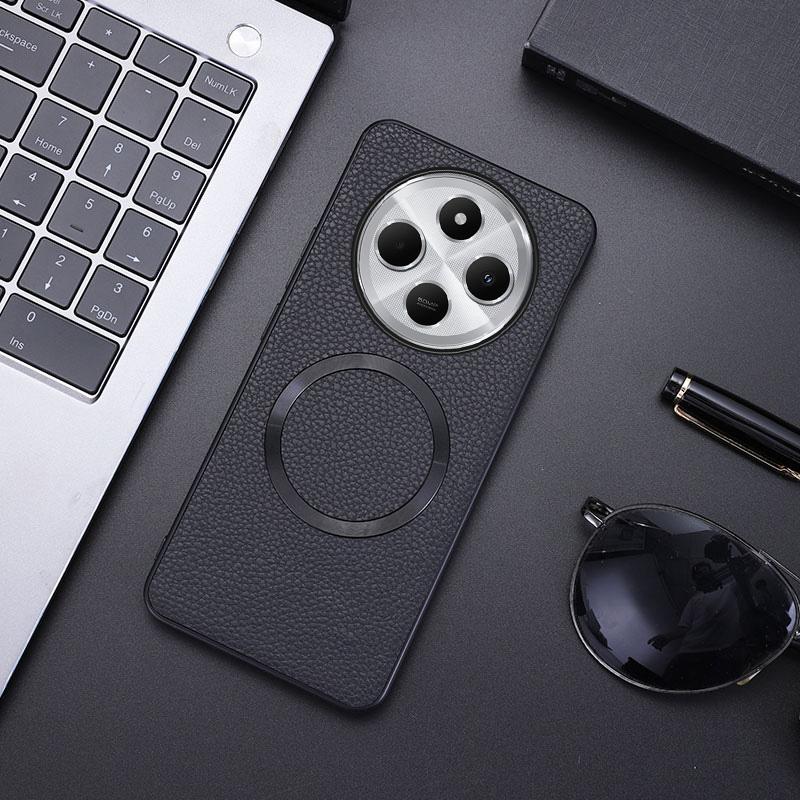 

Phone Case For Xiaomi Redmi 14C 4G/14R 5G/Poco C75 4G Magnetic Case Litchi Texture PU Leather+TPU Back Cover A