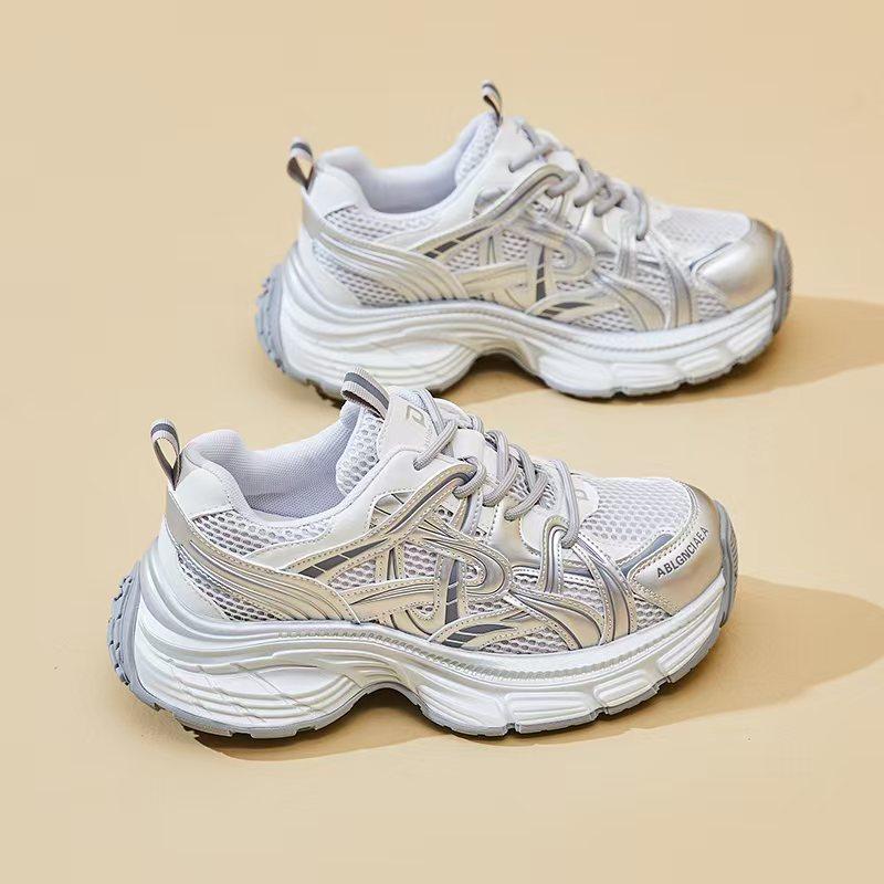 

Платформенные кроссовки «папины кроссовки» женские летние новые женские туфли сетчатые дышащие повседневные туфли кроссовки легкие спортивные туфли 35 серебряный