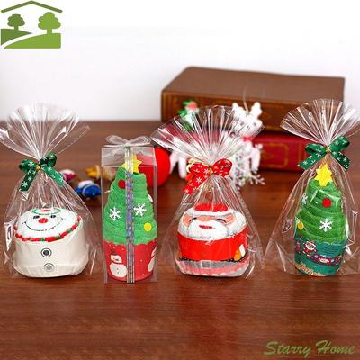 Plastic Souvenir Presents Holiday Supplies Cake Shape Santa Xmas Gift Christmas Ornaments Christmas Decorations Christmas Towel