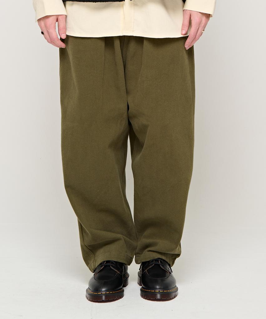 CARGOBROS Cb Basic Fleece-Lined Wide Elastic Pants (Khaki)
