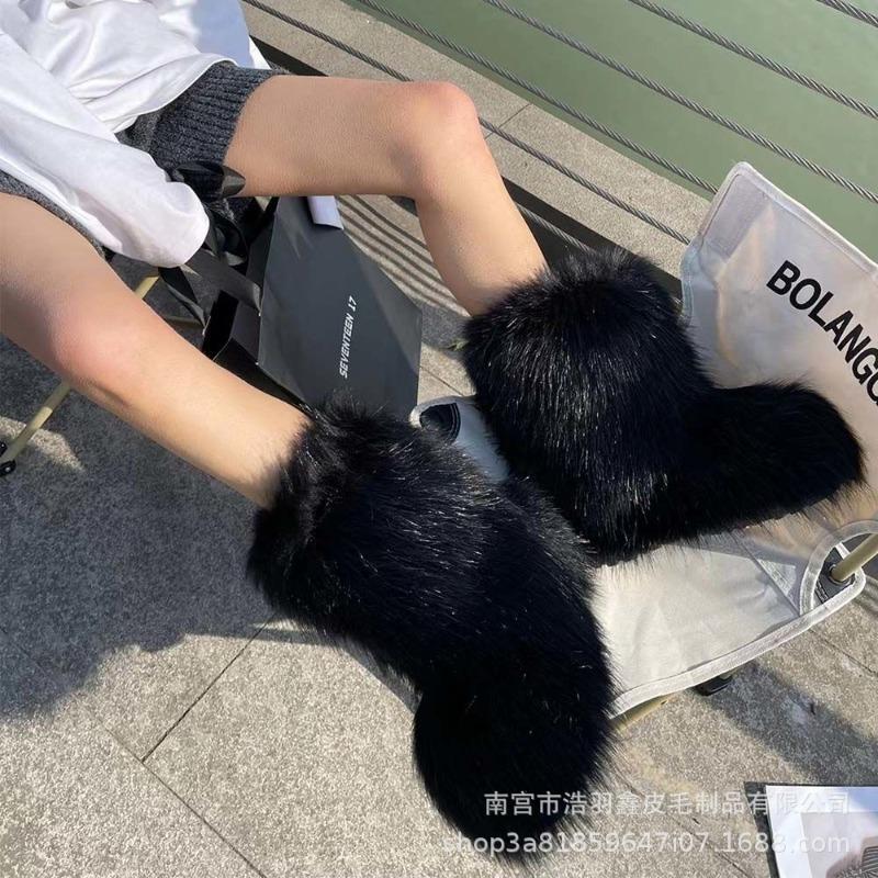 Imitation Raccoon Fur Boots Long Tube Winter Ladies Winter Imitation Fur Fox Fur Snow Boots