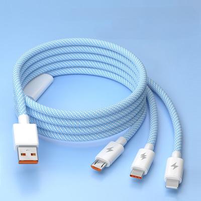 66W Super Fast Charging Macaron Woven 1/3 Data Cable Suitable for Apple Android TypeC Charging Cable