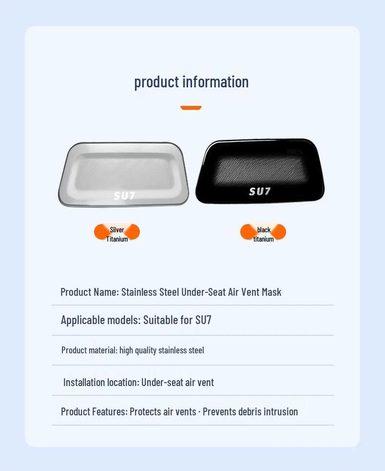 Anti-Clog Air Vent Cover for Xiaomi SU7 Under-Seat Dust Protection