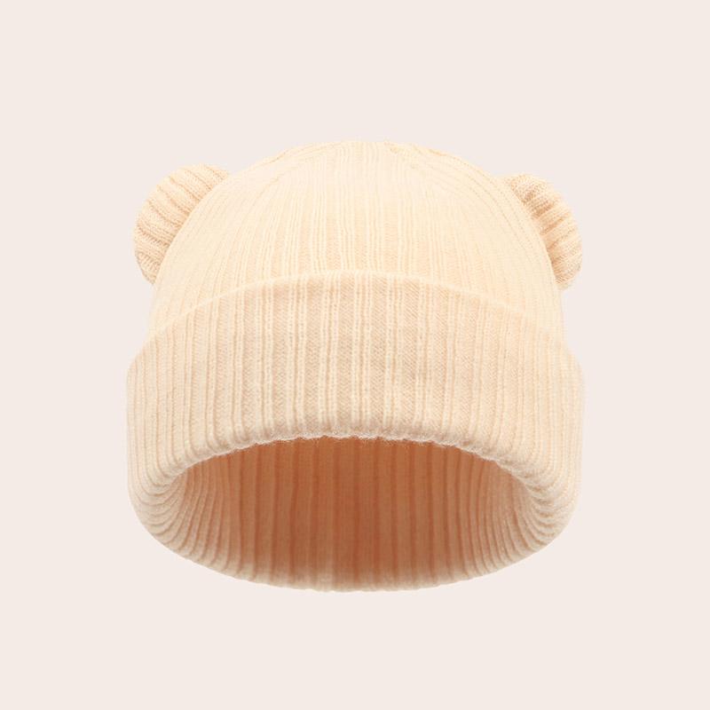 0-2year Baby Knitted Hat Kids Solid Color Woolen Pullover Cap Boys Girls Infant Winter Warm Beanies Basic Toddler Crochet Bonnet 42-48cm 0-2Year бежевый