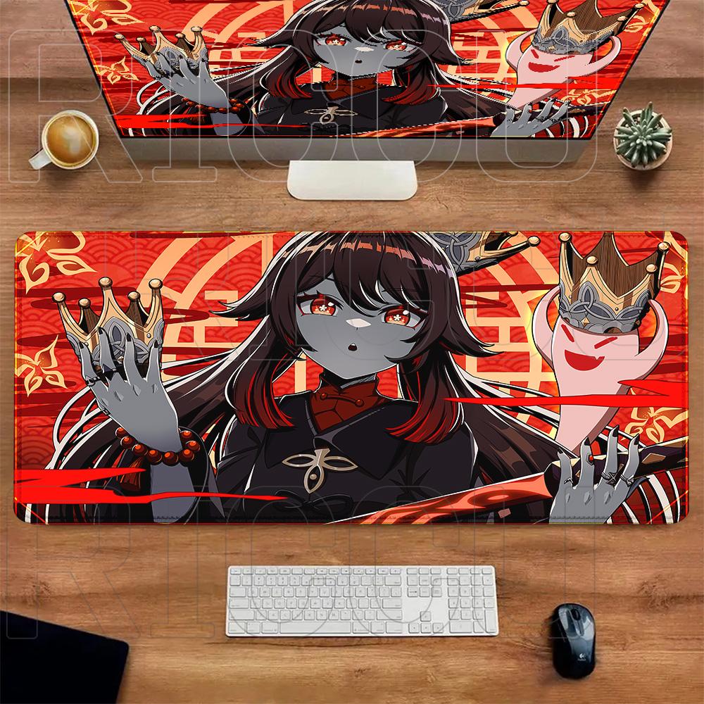 XXL Teppich Anime Hu Tao HD Druck Mauspads Gummi Gaming Genshin Impact Mauspads Tastaturmatten Computer PC Laptop Spieltischmatte