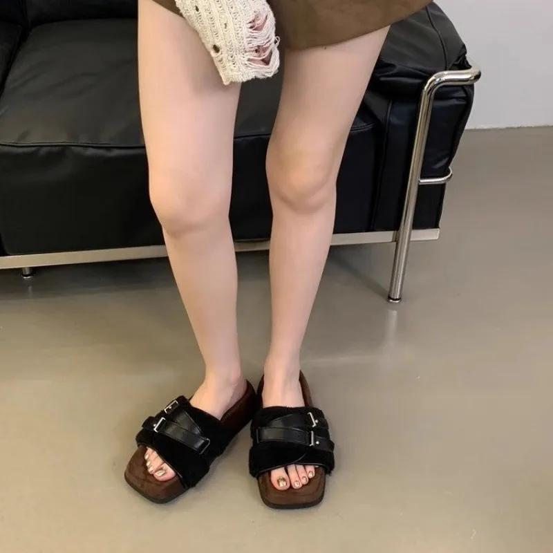 Fashion Flock Open Toe Slippers Women's Shoes Outdoor Slip-on Womens Thick-soled Shoes Hot Selling Leopard Print Women's Slippers