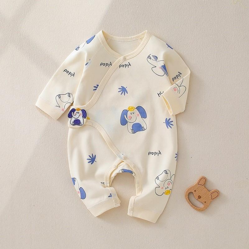 Baby-Neugeborenen-Strampler aus atmungsaktiver Baumwolle mit diagonalem Bindeband für sanften Schlaf