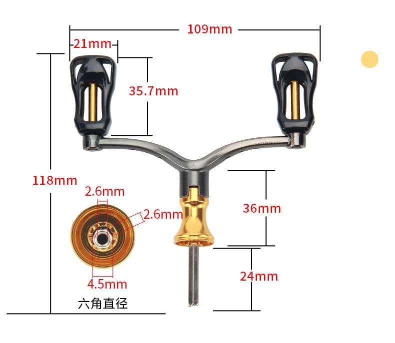 Generic, Compatible/Replacement Double Handle for Daiwa 1000-4000 Spinning Reels, Lightweight, Metal, Folding Handle Knob, Ambidextrous, Replacement