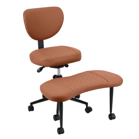 Silla de Oficina Giratoria Silla de Yoga, Meditación con Respaldo Ergonómico, Piernas Cruzadas Transpirable Cuero Sintético Ruedas, Arrodillado para Yoga en Casa, Ajustable