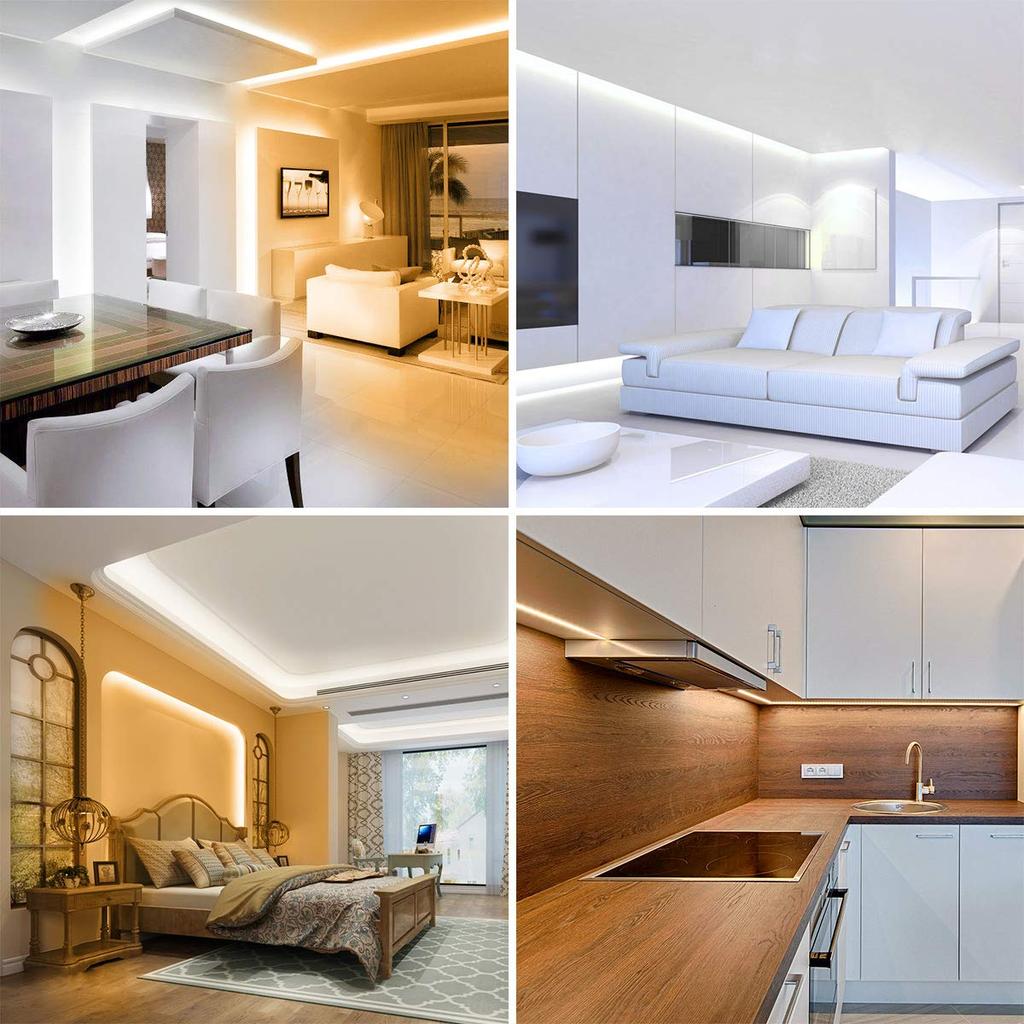 Lepro 5m 12V LED Strip Light, Warm White, Neutral White, Daylight, Adjustable Brightness, Ambient Lighting, Remote Control, Dimmable, Color