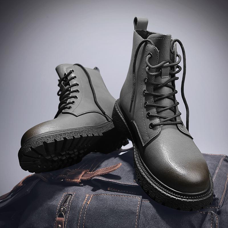 New Original Retro Designer Men Boots High Quality Men's Leather Boot Street Style Hip Hop Motorcycle Shoes Men Winter Fur Boots
