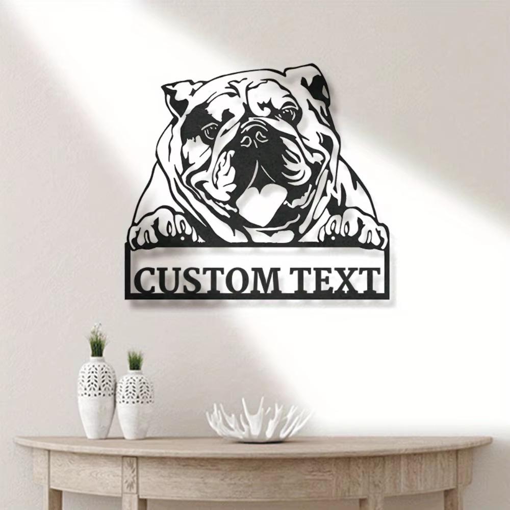 Custom Metal Wall Art American Bulldog Sculpture Indoor Hanging Decor Dog Lover Gift