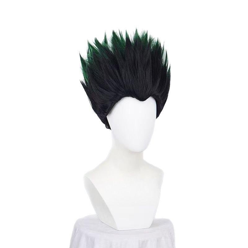 High Quality Anime Hunter Gon Freecss Cosplay Wig Short Black Gradient Green Heat Resistant Synthetic Hair Cosplay Wigs + WigCap