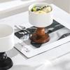 2Pcs Delicate Wood Dessert Bowls Retro Tall Candlestick Stand Vintage Ceramic Goblets  Restaurant