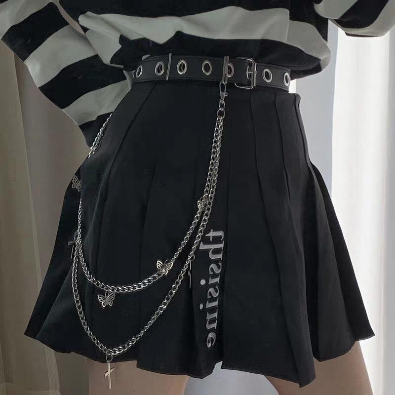 Punk Hip Hop Butterfly Pin Waist Chain Female, Multi-Layer Cross Chain Butterfly Pant Chain
