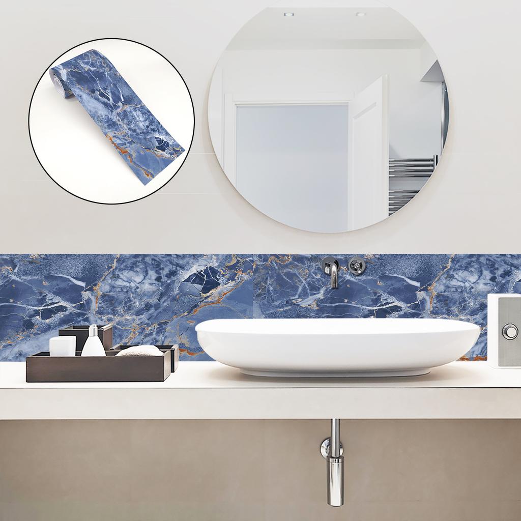 Luxury Marble Skirting Corner Wall Sticker Bathroom Office Glass Waist Line Home Decor Waterproof Floor Waveguide Art Wallpaper